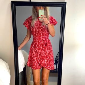 Red dress with white flowers